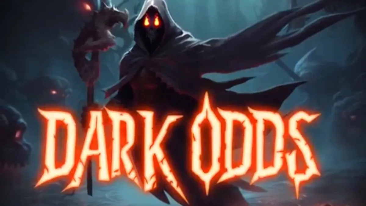 Interface do jogo de slot Dark Odds com tema sombrio e misterioso